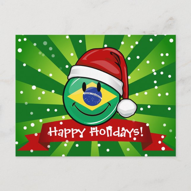 Postal Festiva Estilo de los Navidades de la bandera brasileña (Anverso)