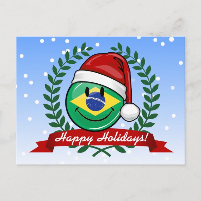 Postal Festiva Estilo de los Navidades de la bandera brasileña (Anverso)