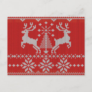 Postal Festiva Estilo feo del suéter del punto del blanco de los