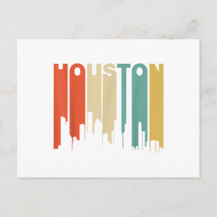Postal Festiva Estilo retro de la silueta de Houston Texas de los