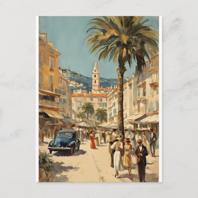 Postal Festiva Estilo vintage Cannes Francés Viaje acuático (Anverso)