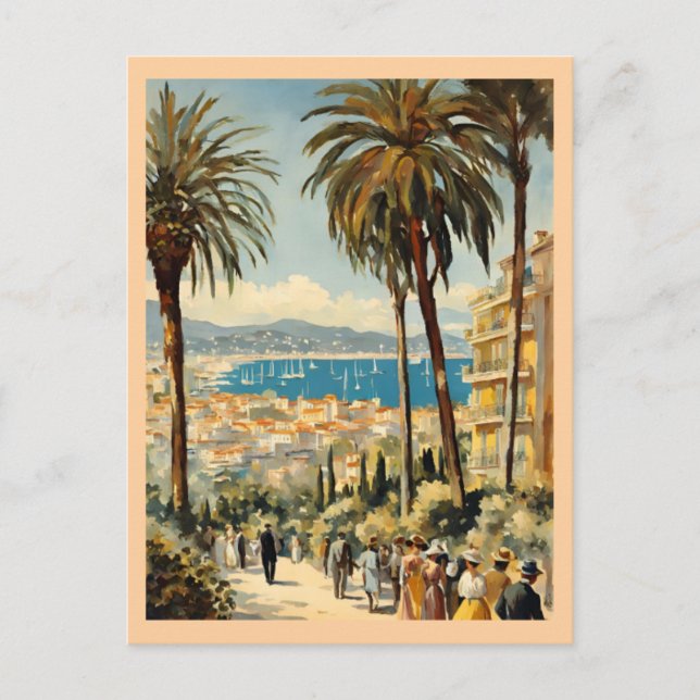 Postal Festiva Estilo vintage Cannes Francés Viaje acuático (Anverso)