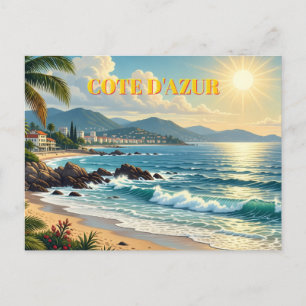 Postal Festiva Estilo vintage Cote D'Azur Viajes Franceses