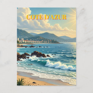 Postal Festiva Estilo vintage Cote D'Azur Viajes Franceses