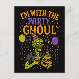 Postal Festiva Estoy con el Fiesta Ghoul Zombie, disfraz de Hallo