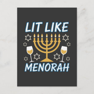 Postal Festiva Estoy iluminado como la Menorá Hanukkah Menorá jud