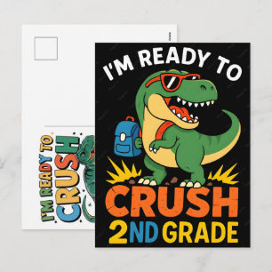 Postal Festiva Estoy listo para aplastar 2do grado dinosaurio de 