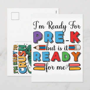 Postal Festiva Estoy listo para prek pero ¿está listo para mí?