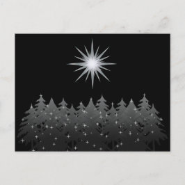 Postal Festiva Estrella blanca del cielo negro trata a Navidades 