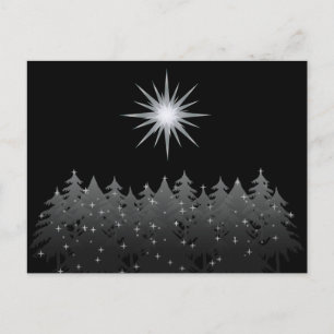 Postal Festiva Estrella blanca del cielo negro trata a Navidades