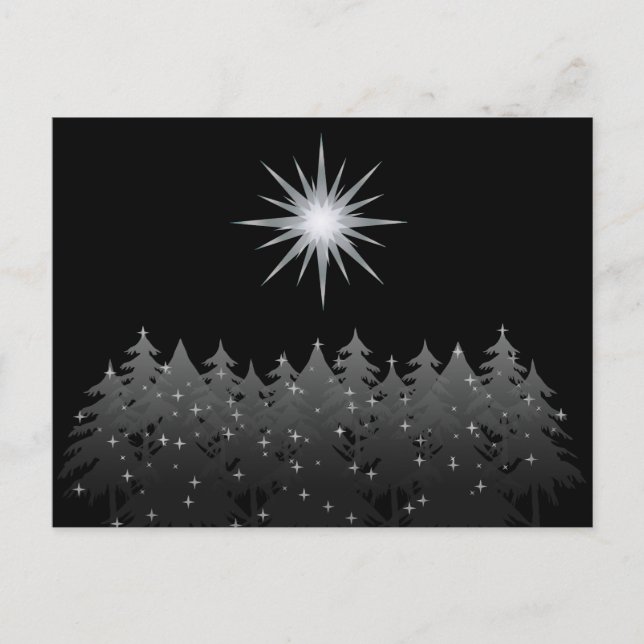 Postal Festiva Estrella blanca del cielo negro trata a Navidades  (Anverso)