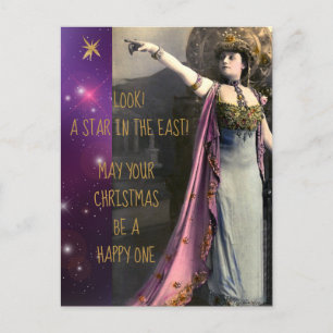 Postal Festiva Estrella de actriz de época en los Navidades orien