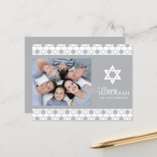 Postal Festiva Estrella De Hanukkah Plata De La Foto Moderna Del
