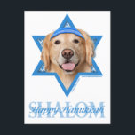 Postal Festiva Estrella de Jánuca de David - golden retriever -<br><div class="desc">Qué podría hacer decir Jánuca feliz más diversión que teniendo este perro del golden retriever el llevar de un Yamaka rodeado por la estrella de David. Este diseño caprichoso del día de fiesta estará seguro de encantar a sus amigos y familia así como otros amantes del perro. Este diseño está...</div>