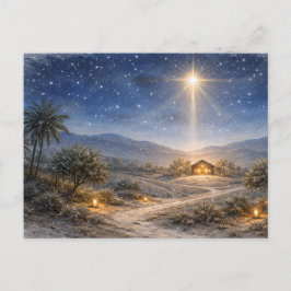 Postal Festiva Estrella de la Natividad en acuarela pacífica sobr