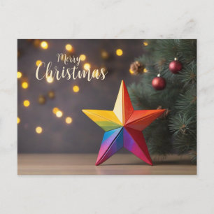Postal Festiva Estrella de Navidades merry Rainbow Colorous