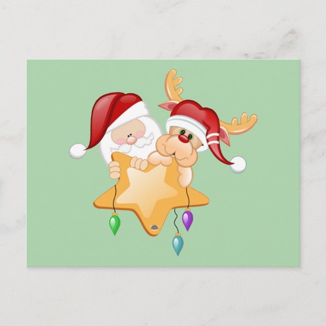 Postal Festiva Estrella de Santa y Rudy (Anverso)