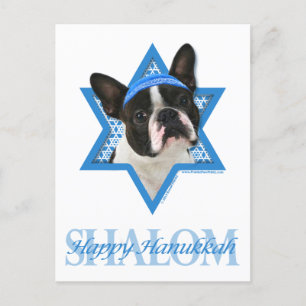 Postal Festiva Estrella Hanukkah de David - Boston Terrier