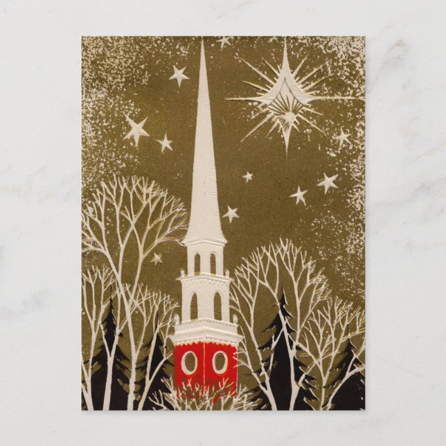 Postal Festiva Estrella y acero navidades sobre el oro (Anverso)