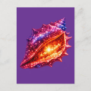 Postal Festiva Estrellas de concha de galaxia cósmica diseño náut