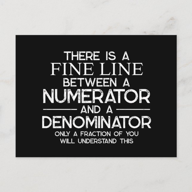 Postal Festiva Estudiante de matemáticas divertida, hay una fina  (Anverso)