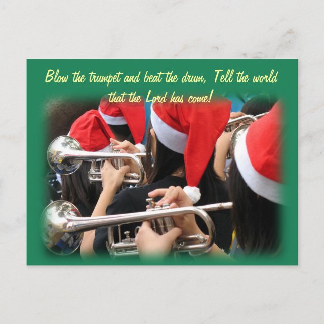 Postal Festiva Estudiantes en Santa Hats golpean a Navidades y le (Anverso)