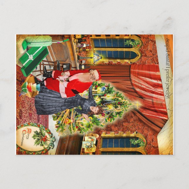 Postal Festiva ¡Estúpido Santa! Prefiero joyas :/ (Anverso)