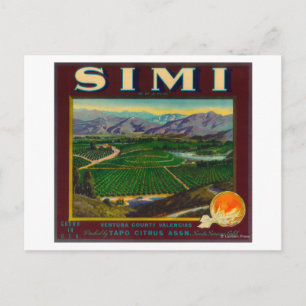 Postal Festiva Etiqueta Naranja SimiSanta Susana, CA