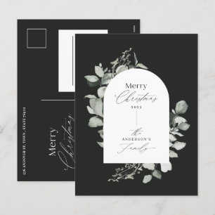 Postal Festiva Eucalipto moderno elegante simple botánico negro