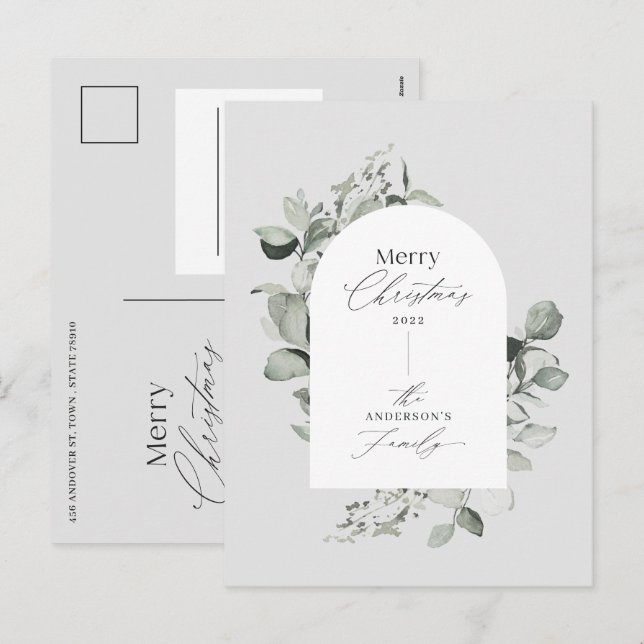Postal Festiva Eucalyptus moderno y elegante vacaciones botánicas (Anverso / Reverso)