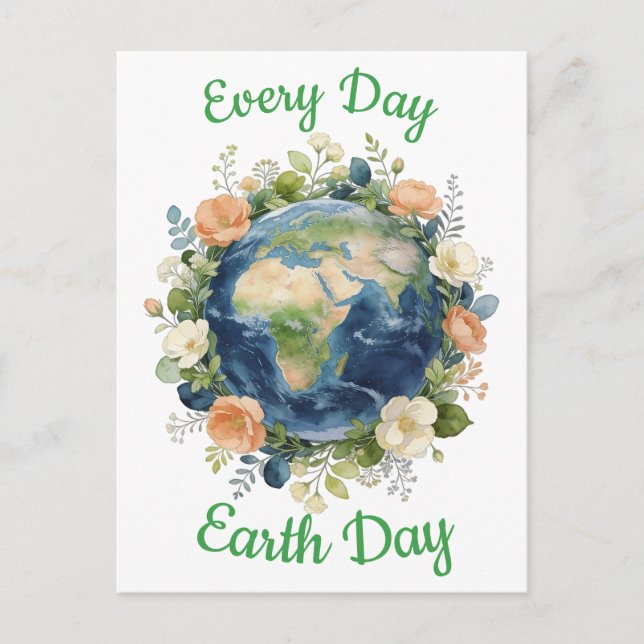 Postal Festiva Every Day Earth Day Floral Wreath Earth (Anverso)