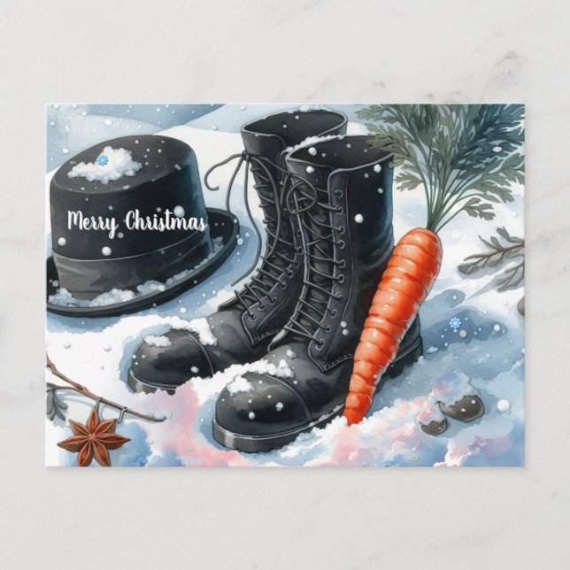Postal Festiva Evidencia del invierno de Snowman (Anverso)