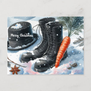 Postal Festiva Evidencia del invierno del hombre de nieve