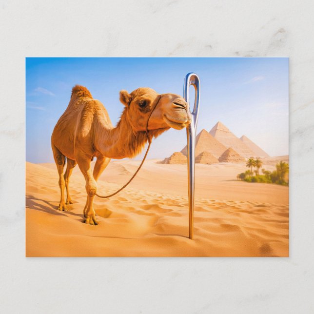 Postal Festiva Exacerbación de camellos a través del ojo de la ag (Anverso)