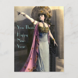 Postal Festiva Exigiendo un feliz Año Nuevo