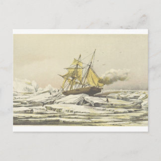 Postal Festiva Expedición Ártica del Barco Franklin Litografía