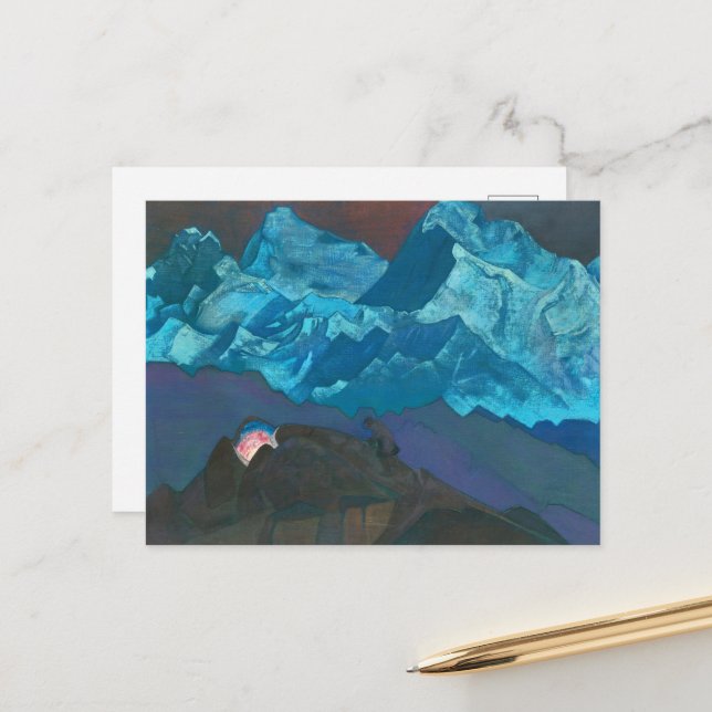 Postal Festiva Explosión de fuego por Nicholas Roerich (Anverso/Reverso In Situ)