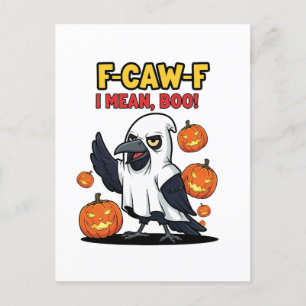 Postal Festiva F-Caw-F Me Refiero A Boo Gracioso Cráneo Halloween