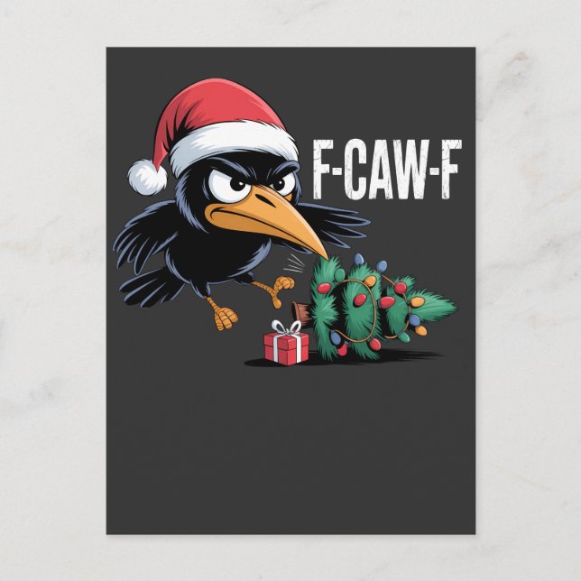 Postal Festiva F-caw-f Raven Crow Xmas Tree Navidades Raven (Anverso)
