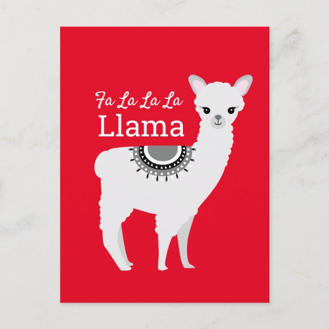 Postal Festiva Fa la la llama graciosos Navidades rojos graciosos (Anverso)