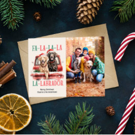 POSTAL FESTIVA FA LA LABRADOR DOG RED TRUCK FURRY NAVIDADES