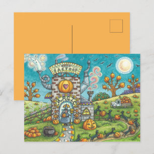 Postal Festiva FÁBRICA MÍSTICA DE PIE MÍSTICA Gatos negros divert