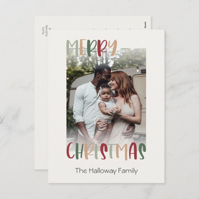 Postal Festiva Fachada foto de Navidades coloridos casuales (Anverso / Reverso)