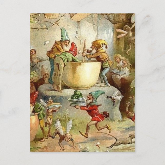 Postal Festiva "Fairies victorianas" de E S Hardy (Anverso)