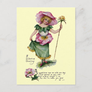 Postal Festiva Fairy and Brier Rosa Vintage Valentine