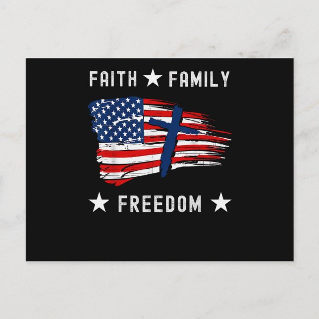 Postal Festiva Faith Family Freedom America Patriotic Christian (Anverso)