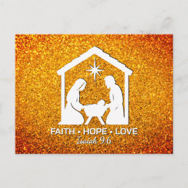 Postal Festiva FAITH HOPE LOVE Glitter Christian Christmas