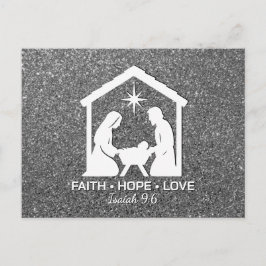 Postal Festiva FAITH HOPE LOVE Silver Glitter Christian Christmas