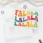 Postal Festiva Falalalala Groovy Navidades coloridos y ondulados<br><div class="desc">Tarjeta de Navidades FaLaLaLaLa: diseño retro,  con tipografía de época ondulada y paleta de colores.</div>