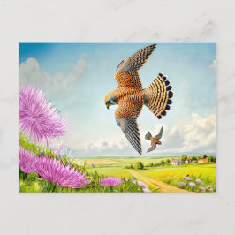 Postal Festiva Falcones sobre la pendiente de montaña